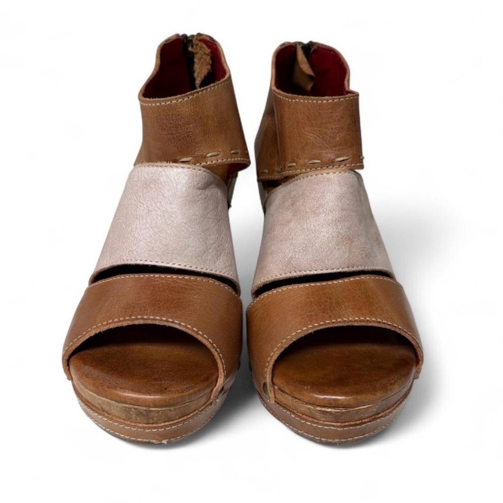 Bed Stu Tan and Cream Wedge Sandals